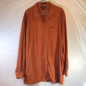 Paul Fredrick Rust Orange Button Up Shirt 3XLT Classic Fit Fall Retro Minimalist